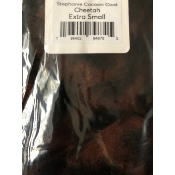 Marine Layer Stephanie Cocoon Coat Wool Blend Fuzzy Teddy Jacket Cheetah NWT XS - Picture 8 of 9